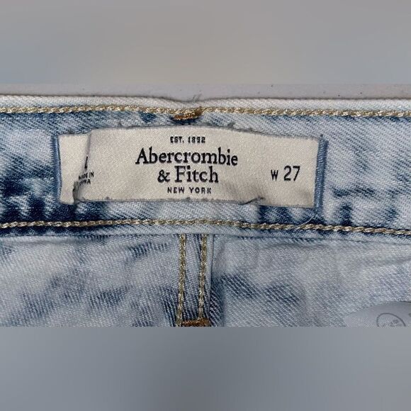 Abercrombie & Fitch LACE front denim jean Shorts Size 27 A&F bleach acid wash - Picture 2 of 4